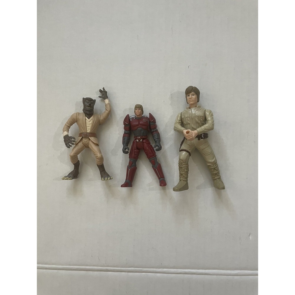 Stars Wars Action Figure Lot (3) Vtg‎ 90s LFL Kenner Luke Skywalker Wolfman